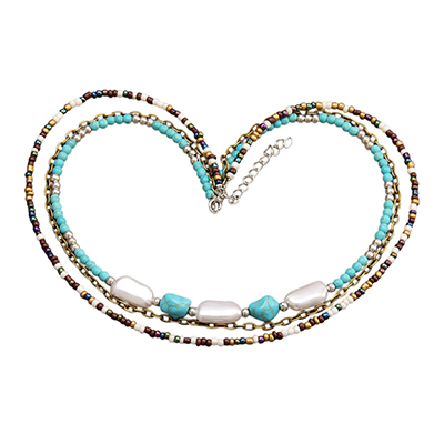 Gelconnie Western Bead Choker Necklace Colorful Beaded Necklaces for Women Boho Layered Beaded Necklaces Gold Plated Choker