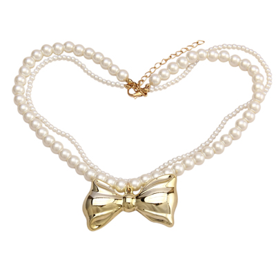 Gelconnie Boho Necklaces for Women Bohemian Choker Vintage Butterfly Multi-Layer Pearl Necklace Handmade Jewelry