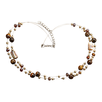 GelConnie Long Necklace for Women Tiger Eye Beaded Necklace Natural Stone Bead Necklace Vintage Boho Style Jewelry Gifts