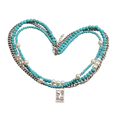 GelConnie Boho Layered Western Turquoise Necklace Pearl Beaded Choker Trendy Colorful Bead Necklace for Women Handmade Jewelry