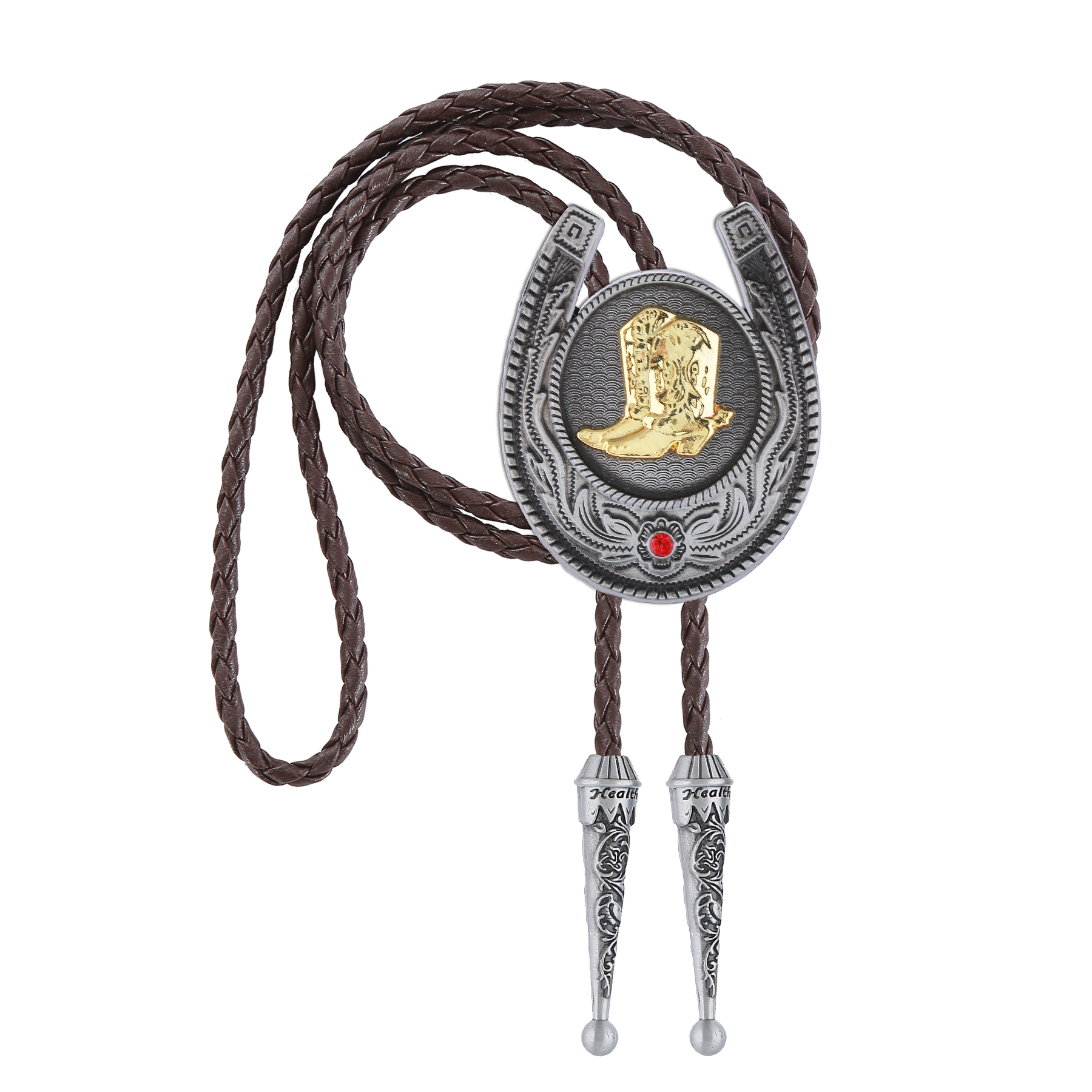Gelconnie Brown Bolo Tie for Men Native American Leather Bolo Ties Cowboy Bolo Tie Horse Western Boots Western Accessories for Men