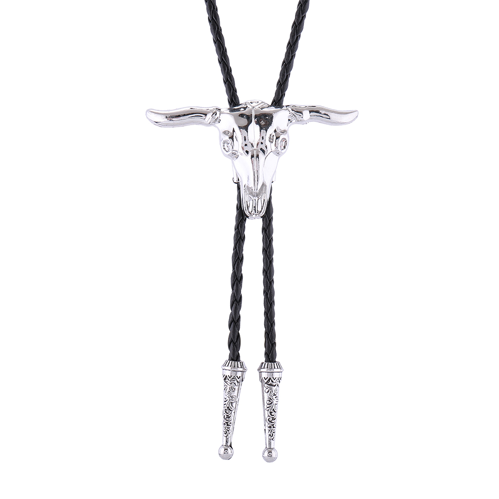 GelConnie Longhorn Bull Bolo Tie String Ties for Men Leather Rodeo Bola Tie Necktie Texas Bolo Tie Halloween Christmas Gifts