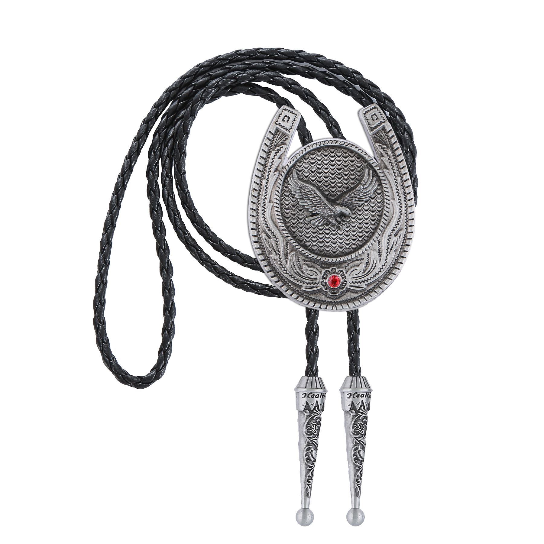 Gelconnie American Bolo Tie Rodeo Cowboy Leather Necktie Western Necklace Mens Bolo Tie Western Eagle Gothic Punk Jewelry
