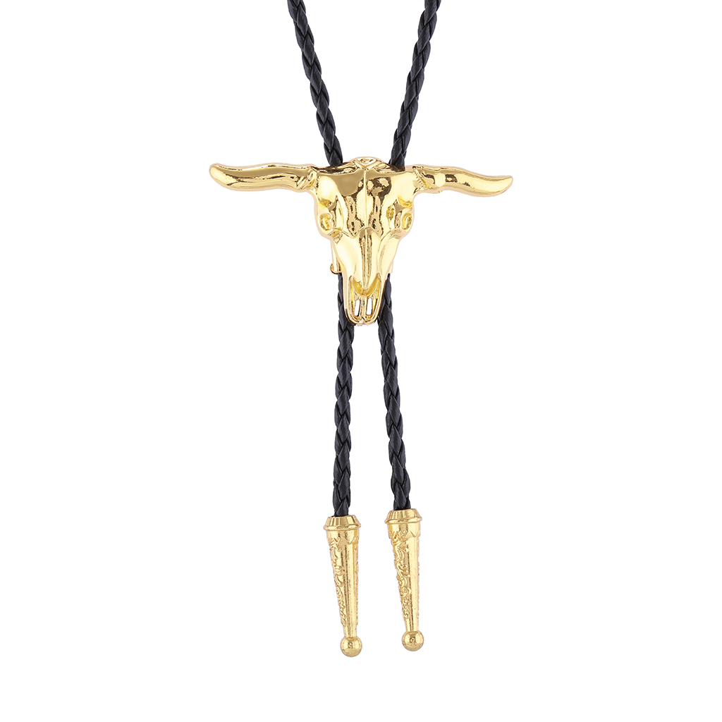 GelConnie Cowboy Bolo Tie for Men Vintage Cow Skull Bolo Tie Necklace Native American Necktie for Men Women Western Style