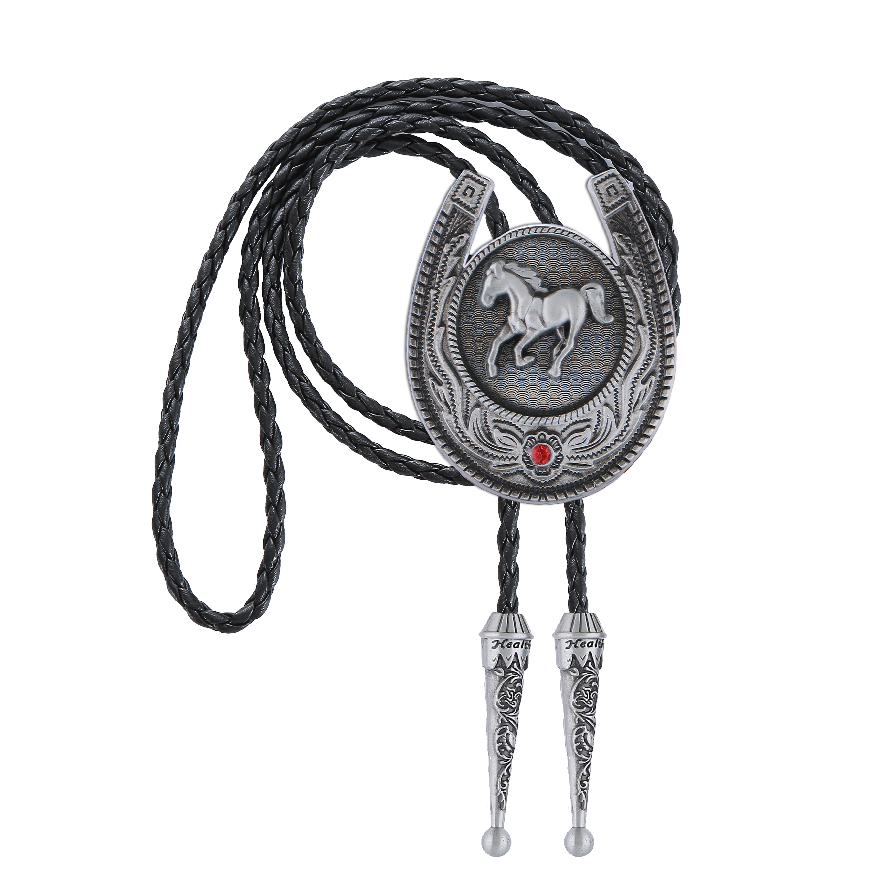 Gelconnie Men's Bolo Ties Native American Bolo Tie Rodeo Cowboy Leather Neckties Womens Horse Bolo Tie Necklace