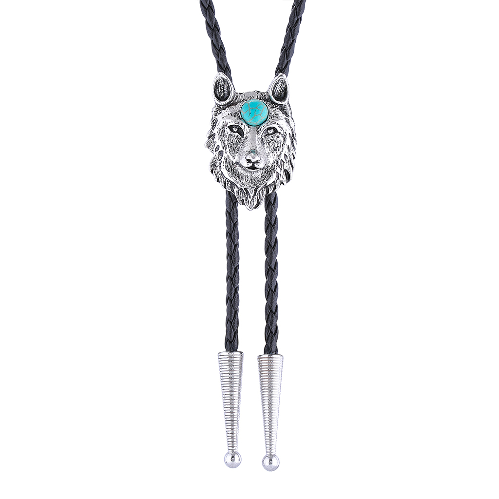 GelConnie Western Bolo Tie for Men Native Ties with Wolf Mens Cowboy Necktie Accessories Cowgirl Neck Tie