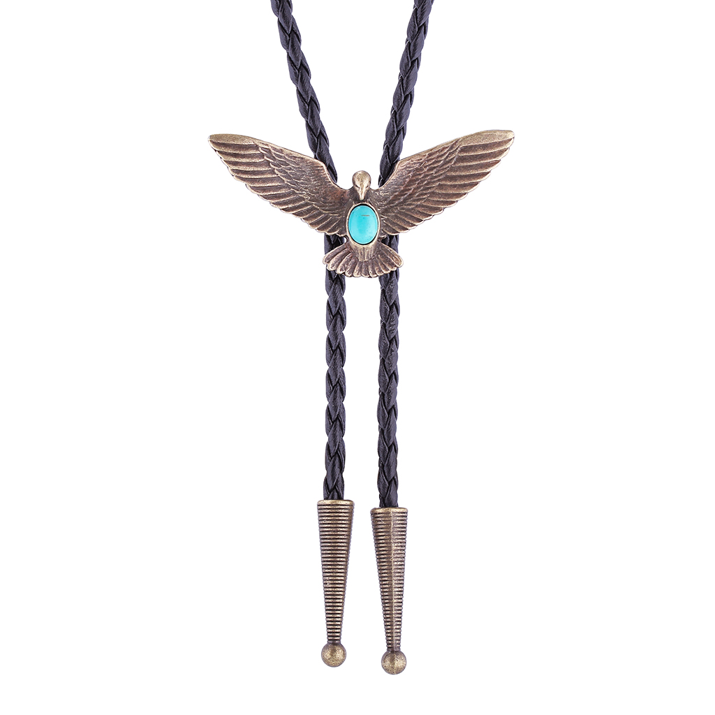 GelConnie Western Bolo Tie for Men Cowboy Necktie Bird Bolo Tie with Stone Mens Turquoise Ties Wedding Necklace Christmas Style