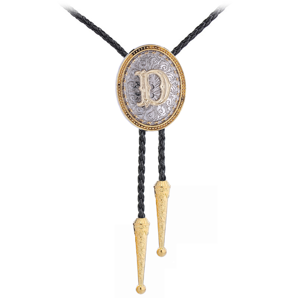 GelConnie Vintage Bolo Tie for Men Western Cowboy Native American Initial Letter ABCDMJR to Z Halloween Bolo Ties for Women