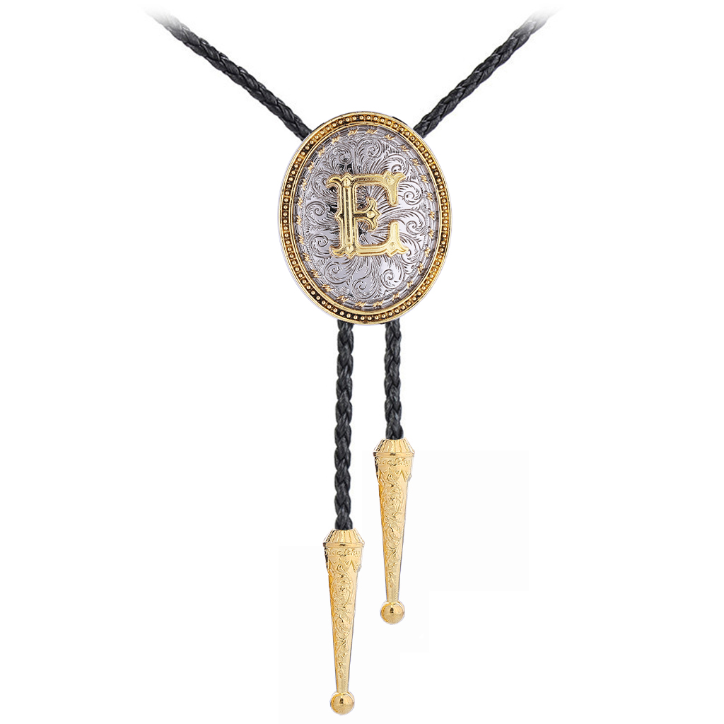 GelConnie Cowboy Ties for Men Western Initial Letters Bolo Tie ABCDJMR to Z Leather Necktie Jewelry Accessories for Men Women