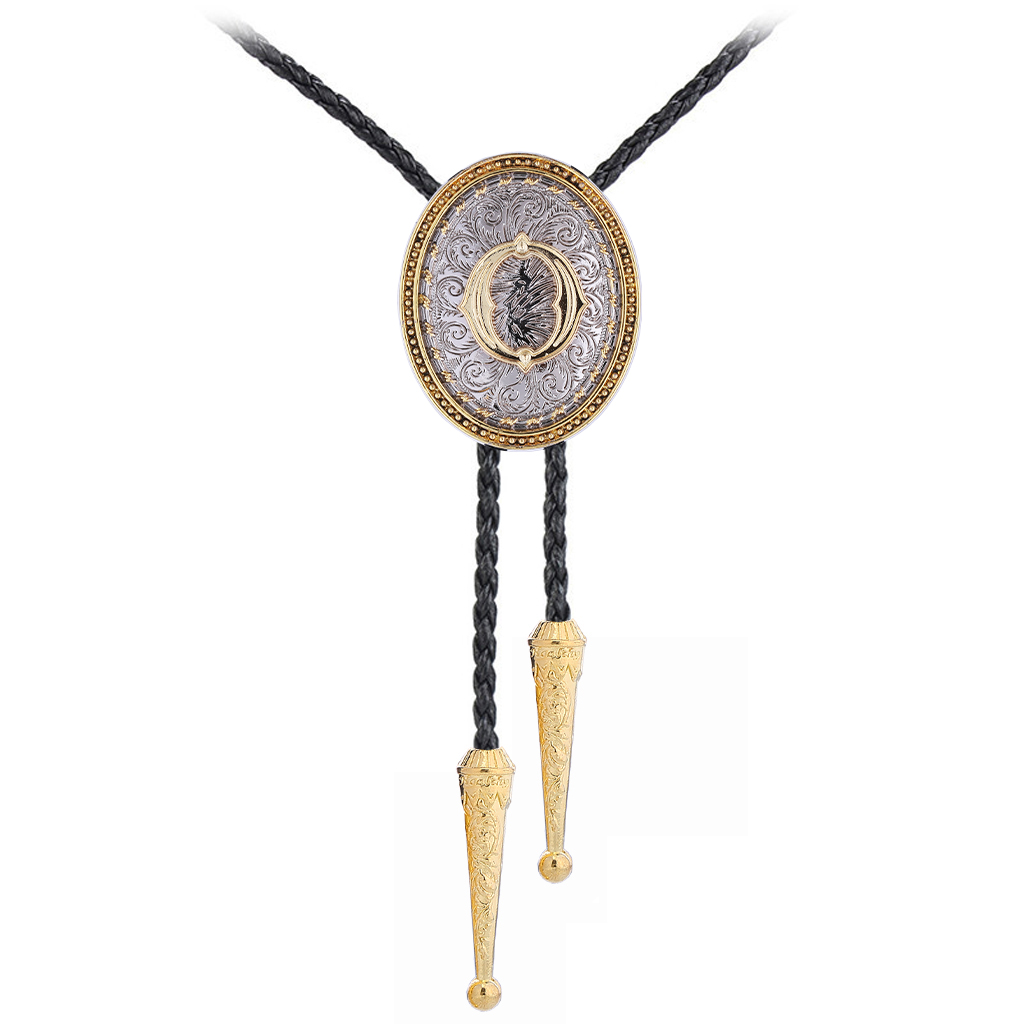 GelConnie Cowboy Ties for Men Western Bolo Tie Golden Initial Letter A to Z In Western Cowboy Style Leather Rope Necktie