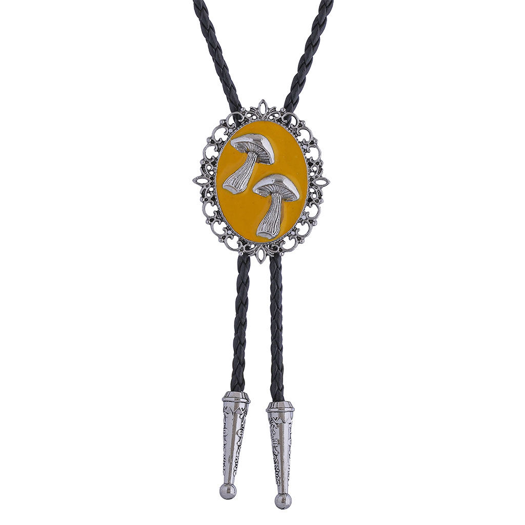 GelConnie Yellow Bolo Tie for Men Turquoise Bolo Tie for Women Leather Wedding Necklace Western Cowboy Necktie