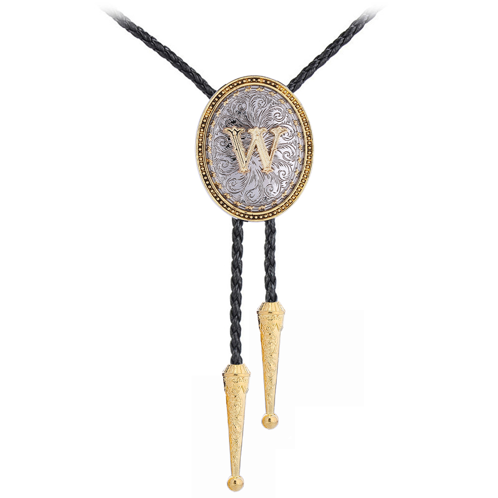 GelConnie Native American Bolo Tie Cowboy Bolo Ties for Women Western Leather Necktie Initial Bolo Tie Men Medal Style
