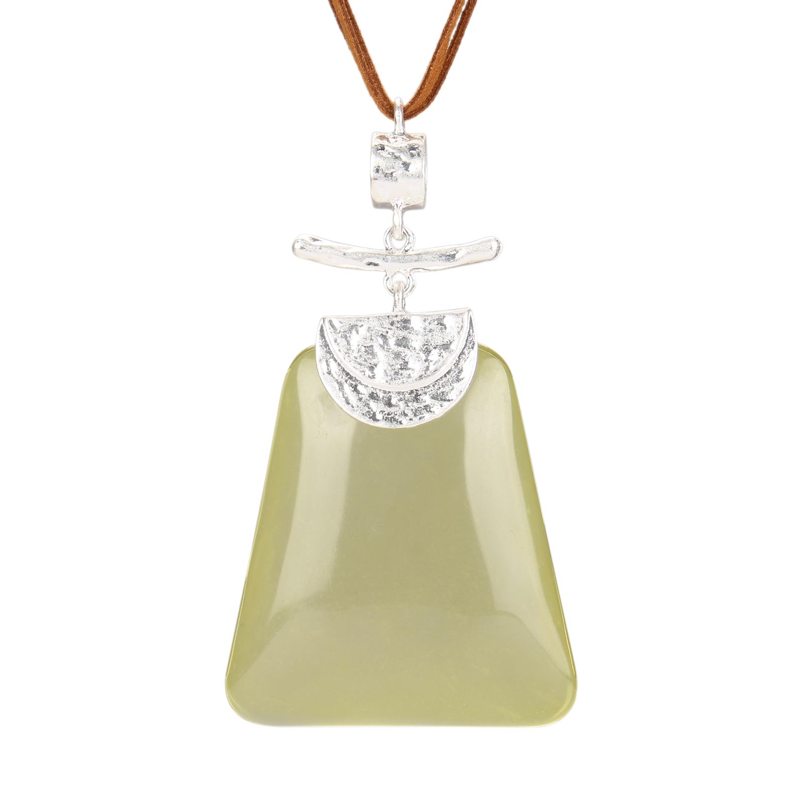 Gelconnie Green Boho Necklace Women, Chunky Large Pendant Leather Necklaces for Women, Black String Cord Necklace with Pendant