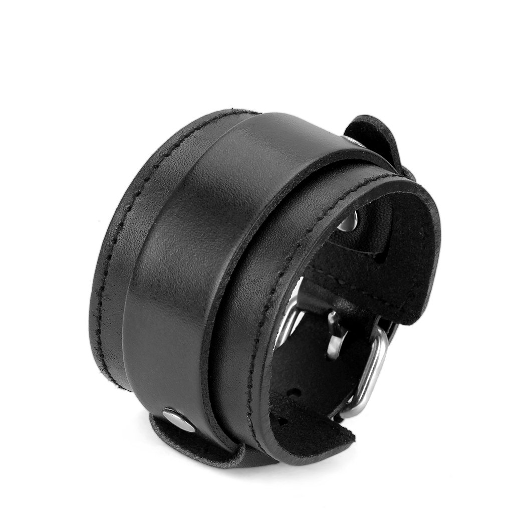 GelConnie Punk Leather Cuff Bracelet Braided Bracelets Rock Leather Wristbands Adjustable Gothic Wrap Bracelet for Men, Women LPB322-Black