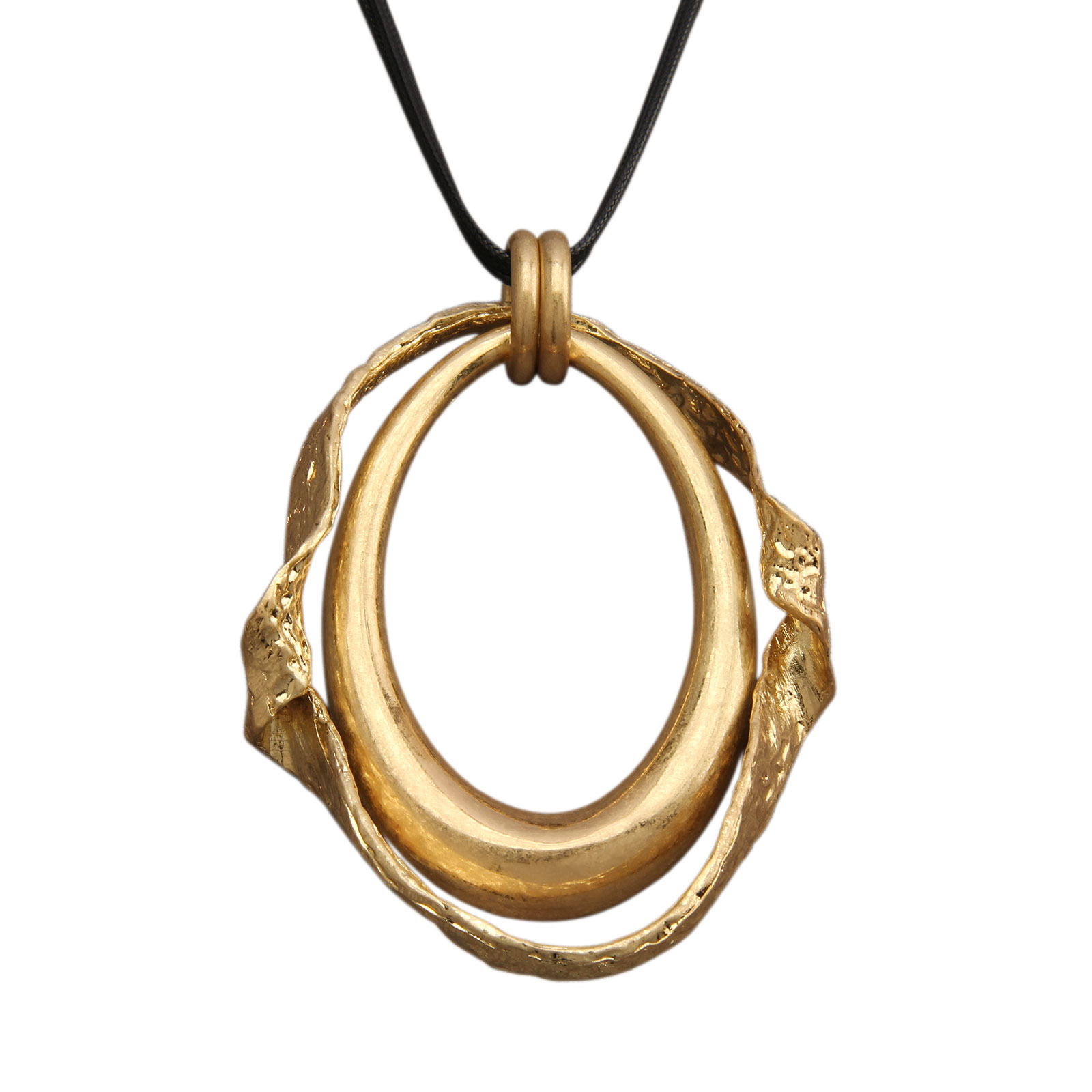 GelConnie Boho Pendant Necklace for Women Black Circle Pendant Necklace Hippie Choker Necklace with Adjustable Leather Cord