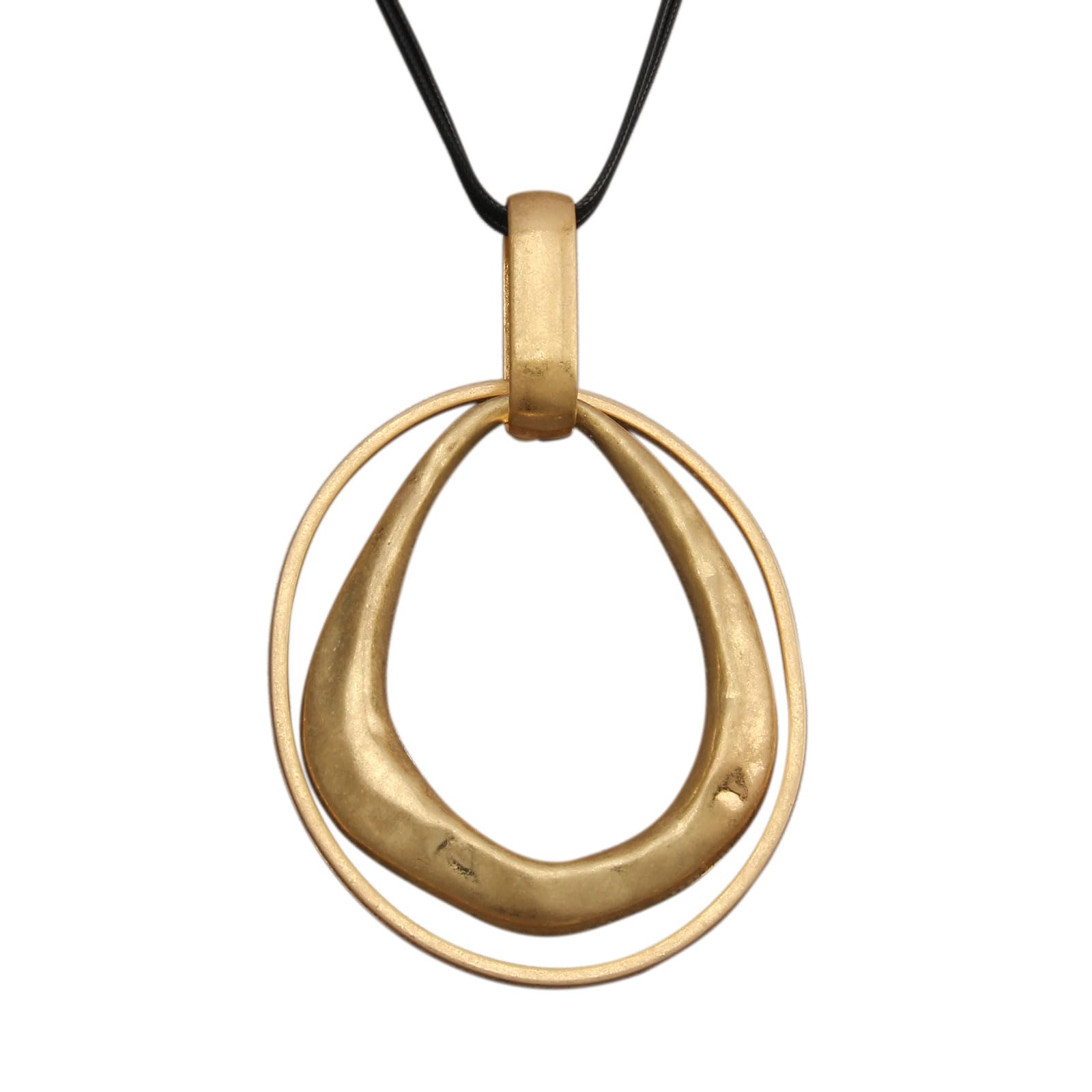 GelConnie Large Pendant Necklace Leather Circle Necklace Boho Chunky Pendant Necklace for Women Men Handmade Long Necklaces