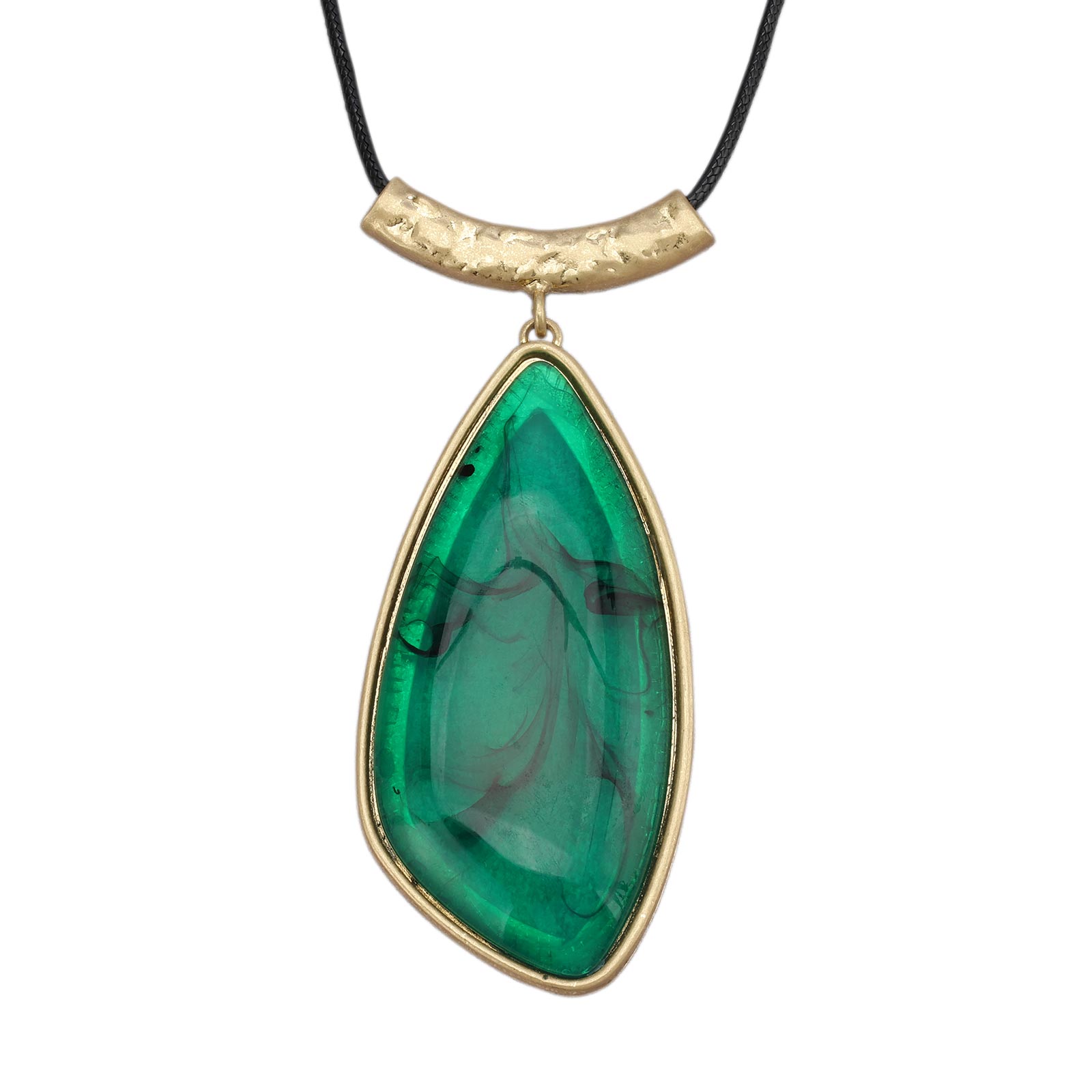 Gelconnie Long Pendant Necklace for Women Chunky Boho Large Pendants Necklaces with Green Stone Pendant Vintage Jewelry